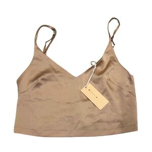 Beginning Boutique Mosaic Crop Satin Cami Top | Champagne | NWT | Size XS